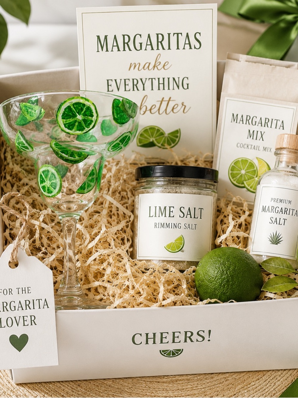 Lime Margarita Glass Tropical Cocktail Barware Hostess Gift